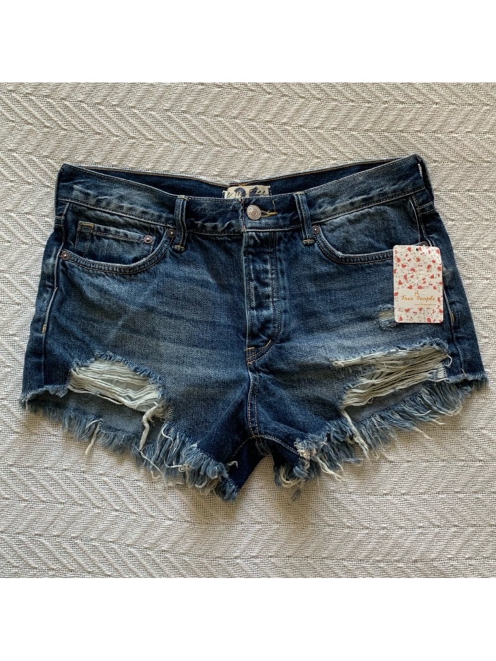 Free People Distressed Denim Jean Shorts